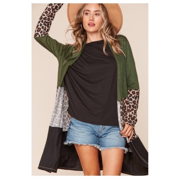 🔥$5🔥LEOPARD PRINT TWO TONE  SWEATER CARDIGAN - Picture 6 of 9